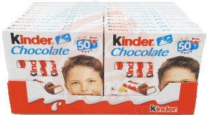 Kinder chocolate bar, milk filled squares, 4 sticks in box, 50-gram boxes 20 count