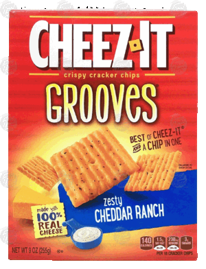 Sunshine Cheez-It grooves; zesty cheddar ranch crispy cracker chips 9 ounce