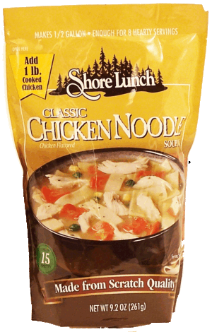 Shore Lunch classic chicken noodle dry soup mix, make 1/2 gallon 9.2 ounce