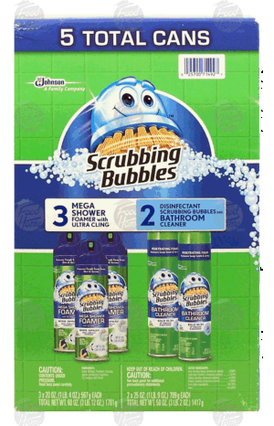 Scrubbing Bubbles 3 20-oz. mega shower foamer and 2 25-oz. disinfectant bathroom cleaner 5 count