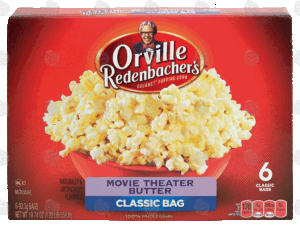 Orville Redenbacher's Classic Bag movie theater butter popcorn, 100% whole grain, 6 bags 19.74 ounce