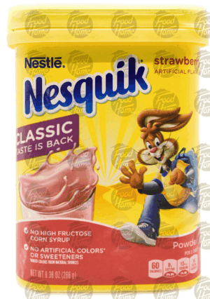 Nesquick strawberry powder, sealable plastic jar 9.38 ounce