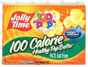 Jolly Time Microwave Pop Corn Healthy Pop Butter 100 Calorie, 4 mini bags 4.8 ounce