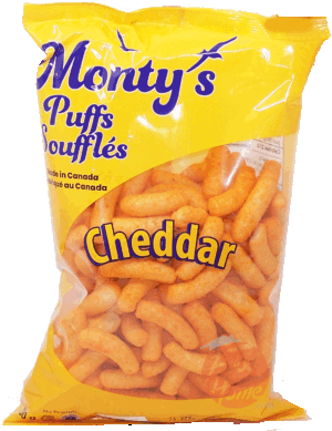 Monty's cheddar puffs, fouflles 7 ounce