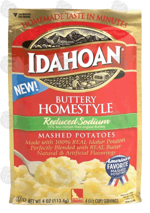 Idahoan butter homestyle reduced sodium mashed potatoes mix 4 ounce