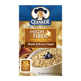Quaker High Fiber maple & brown sugar flavor instant oatmeal, 8-packs 12.6 ounce