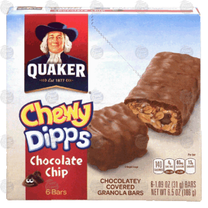 Quaker Dipps chocolate covered chocolate chip granola bars, 6 count 6.5 ounce