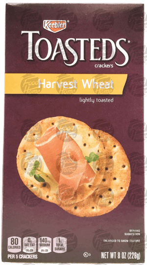 Keebler Toasteds harvest wheat lightly toasted crackers, box 8 ounce