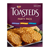 Keebler Toasteds party pack cracker assortment; buttercrisp, wheat, sesame 12 ounce