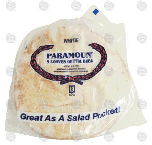Paramount white pita bread, 5 loaves 12 ounce