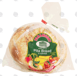 Paramount greek style pita bread, 5 loaves 16 ounce
