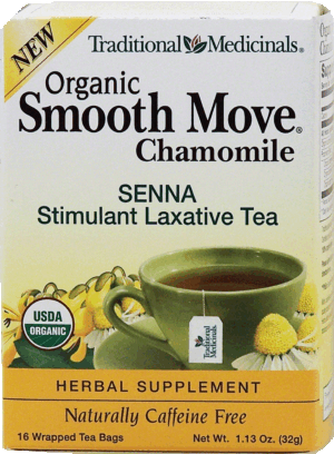 Traditional Medicinals Smooth Move organic chamomile senna stimulant laxative tea, caffeine free, 16 wrapped tea bags 1.13 ounce