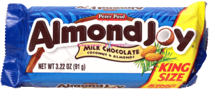 Peter Paul Almond Joy king size, 4 milk chocolate coconut & almonds pieces 3.22 ounce