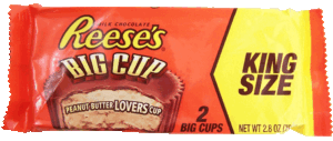 Reese's peanut butter lovers cup, 2 big cups 2.8 ounce