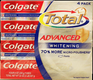 Colgate Total Advanced Whitening; anticavity fluoride and antigingivitis toothpaste, 4 8-oz tubes 32 ounce