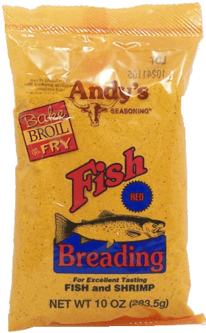 Andy's red fish breading, bake, broil or fry, for fish and shrimp 10 ounce