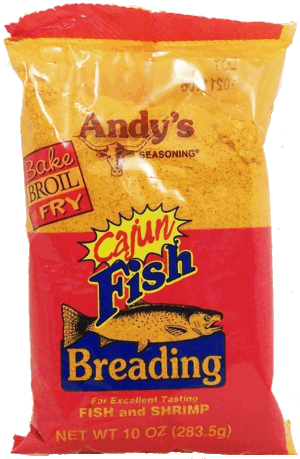 Andy's cajun fish breading; bake, broil & fry; for fish and shrimp 10 ounce