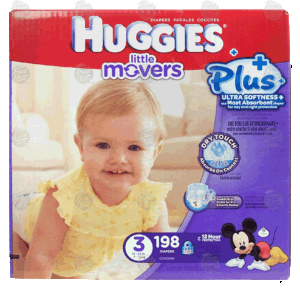 Huggies Little Movers baby diapers, size 3, 16-28 lb. 198 count
