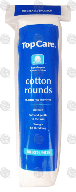 Top Care cotton rounds, quilted for strength 80 count