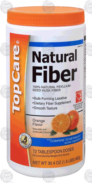 Top Care Natural Fiber 100% natural psyllium seed husk fiber, orange flavor, 72 tablespoon doses 30.4 ounce