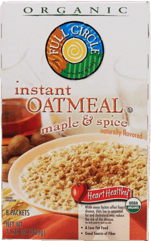 Full Circle Organic maple & spice instant oatmeal, 8-packets 11.29 ounce