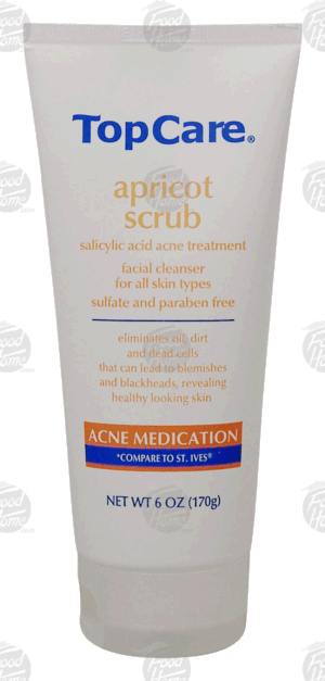 Top Care apricot scrub, salicylic acid acne treatment, facial cleanser 6 ounce