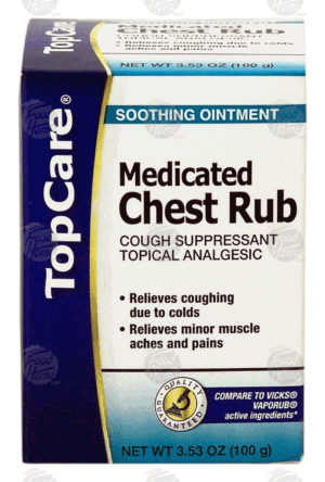Top Care medicated chest rub, cough suppressant, topical analgesic 3.53 ounce