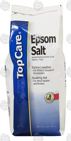 Top Care epsom salt, magnesium sulfate, soaking aid for minor sprains and bruises, salin laxative 4 pound