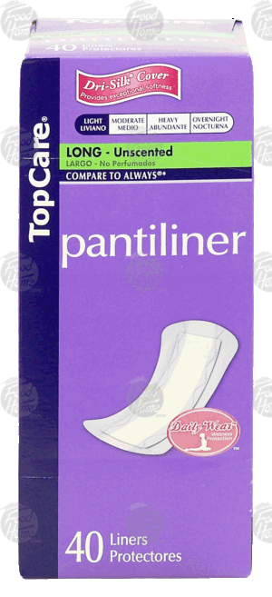 Top Care pantiliner, long, unscented, light 40 count