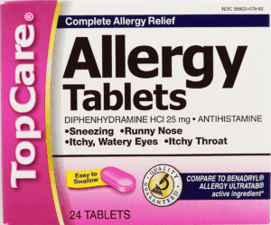 Top Care allergy tablets, complete allergy relief 24 count