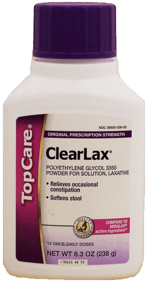 Top Care ClearLax polyethylene glycol 3350 powder for solution, laxative, 14 daily doses 8.3 ounce