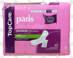 Top Care pads, maximum absorbency, long length 39 count