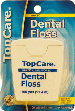 Top Care dental floss, waxed, unflavored 120 yard