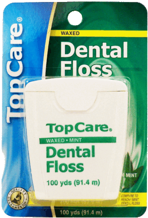Top Care dental floss, waxed, mint flavored 120 yard