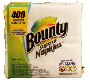 Bounty Quilted 2 packages, 200 white 1-ply napkins each 400 count