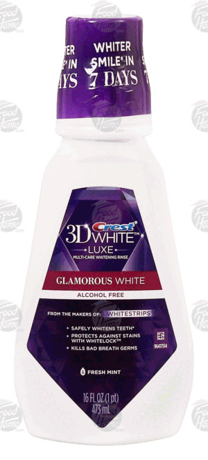 Crest Luxe whitening rinse, whitens teeth, protects against stains, kills bad breath germs, fresh mint flavor 16 fluid ounce