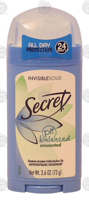 Secret PH balanced unscented antiperspirant/deodorant invisible solid 2.6 ounce