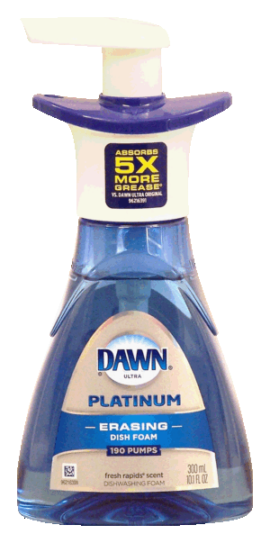 Dawn Platinum erasing dish foam, 190 pumps, fresh rapids scent 10.1 fluid ounce