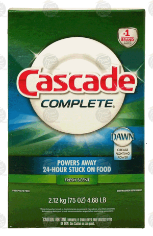 Cascade Complete automatic dishwasher detergent powder with the grease fighting power of dawn, fresh scent 75 ounce