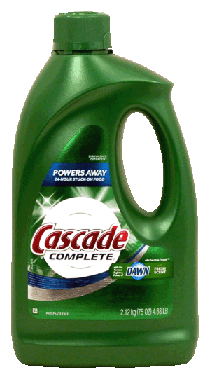 Cascade Complete automatic dishwasher detergent gel with the grease fighting power of dawn, fresh scent 75 ounce