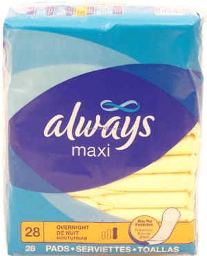 Always Maxi overnight pads 28 count