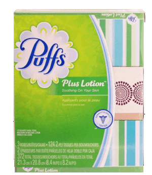 Puffs Plus Lotion 3-pack lotion white facial tissue, 124 2-ply tissues per box 3 pack