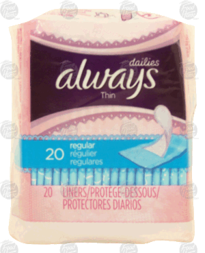 Always dailies thin regular unscented pantiliners 20 count