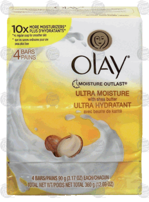 Olay Moisture Outlast ultra moisture with shea butter, soap bars 4 pack