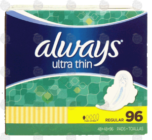 Always ultra thin regular pads, flexi-wings 96 count