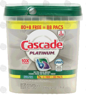 Cascade Platinum machine dishwasher fresh scent action packs 88 count