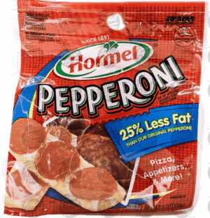 Hormel 25% less fat, pepperoni slices for pizza 6 ounce