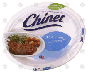 Chinet Classic White platters, 12 5/8 inch x 10 inch 24 count