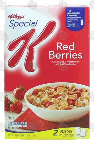 Kellogg's Special K Red Berries; rice & wheat flakes with real strawberries, 2-bags 43 ounce