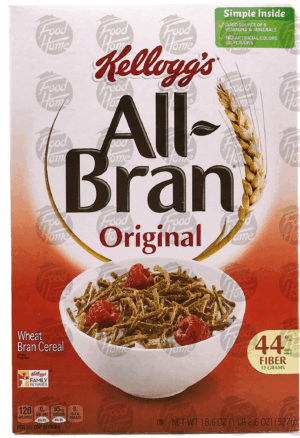 Kellogg All-Bran original wheat bran cereal, box 18.6 ounce